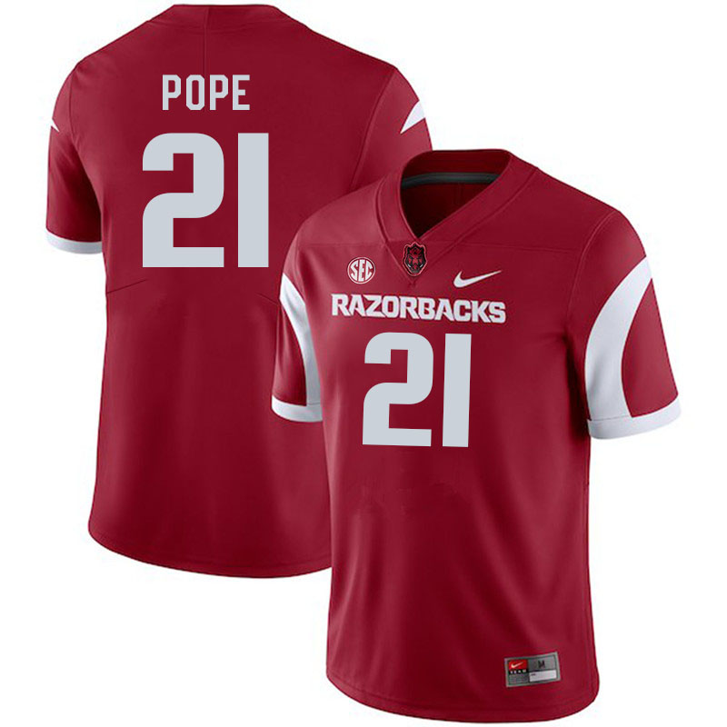 Men #21 JuJu Pope Arkansas Razorbacks College Football Jerseys Stitched-Cardinal